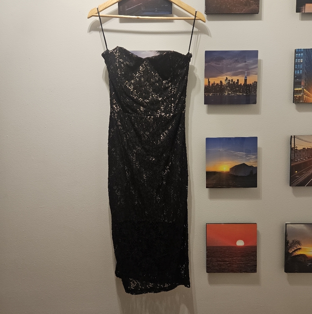 Lucca Couture Elegant Black Strapless Dress